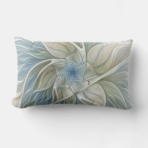 Bloemendroompatroon Abstract Blauw Khaki Fractal Buitenkussen
