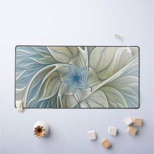 Bloemendroompatroon Abstract Blauw Khaki Fractal Bureaumat