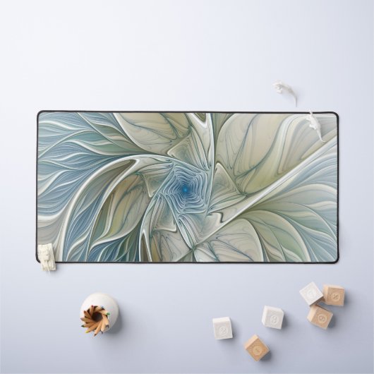 Bloemendroompatroon Abstract Blauw Khaki Fractal Bureaumat (Kindertafel)