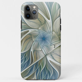 Bloemendroompatroon Abstract Blauw Khaki Fractal Case-Mate iPhone Case
