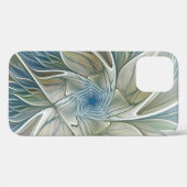 Bloemendroompatroon Abstract Blauw Khaki Fractal Case-Mate iPhone Case (Achterkant (horizontaal))