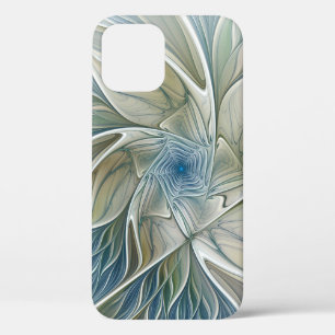 Bloemendroompatroon Abstract Blauw Khaki Fractal Case-Mate iPhone Case