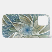 Bloemendroompatroon Abstract Blauw Khaki Fractal Case-Mate iPhone Case (Achterkant (horizontaal))