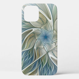 Bloemendroompatroon Abstract Blauw Khaki Fractal Case-Mate iPhone Case