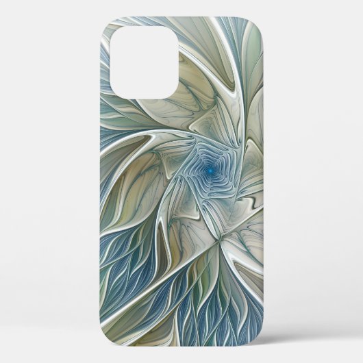 Bloemendroompatroon Abstract Blauw Khaki Fractal Case-Mate iPhone Case (Achterkant)