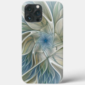 Bloemendroompatroon Abstract Blauw Khaki Fractal Case-Mate iPhone Case (Achterkant)