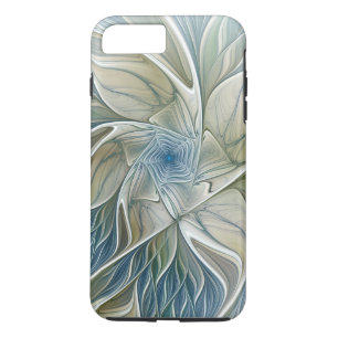 Bloemendroompatroon Abstract Blauw Khaki Fractal iPhone 8/7 Plus Hoesje