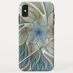 Bloemendroompatroon Abstract Blauw Khaki Fractal Case-Mate iPhone Case