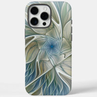 Bloemendroompatroon Abstract Blauw Khaki Fractal