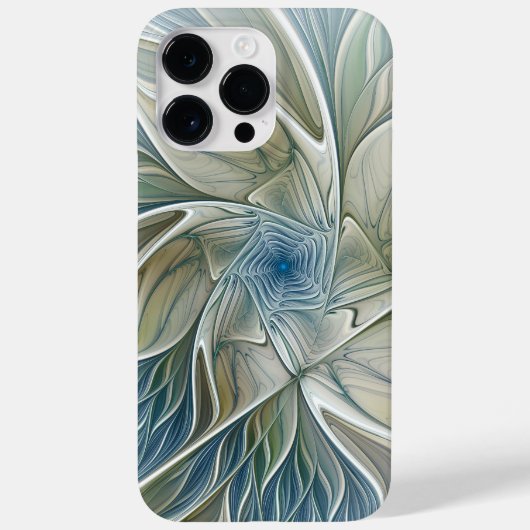 Bloemendroompatroon Abstract Blauw Khaki Fractal Case-Mate iPhone Case (Achterkant)
