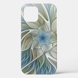 Bloemendroompatroon Abstract Blauw Khaki Fractal Case-Mate iPhone Case