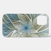 Bloemendroompatroon Abstract Blauw Khaki Fractal Case-Mate iPhone Case (Achterkant (horizontaal))