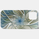 Bloemendroompatroon Abstract Blauw Khaki Fractal Case-Mate iPhone Case (Achterkant (horizontaal))