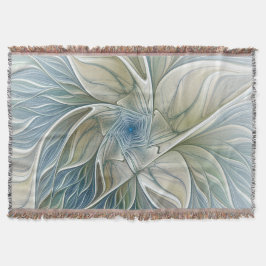 Bloemendroompatroon Abstract Blauw Khaki Fractal Deken