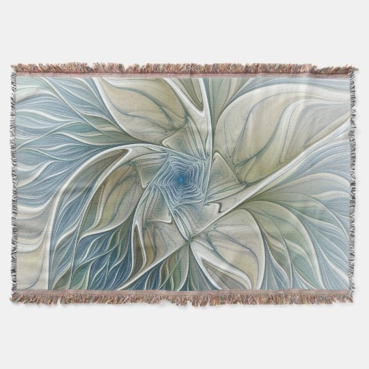 Bloemendroompatroon Abstract Blauw Khaki Fractal Deken (Voorkant)