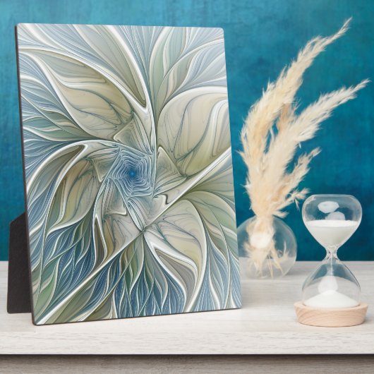 Bloemendroompatroon Abstract Blauw Khaki Fractal Fotoplaat (Zijkant)