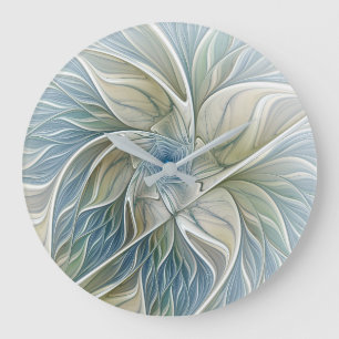 Bloemendroompatroon Abstract Blauw Khaki Fractal Grote Klok