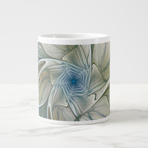 Bloemendroompatroon Abstract Blauw Khaki Fractal Grote Koffiekop