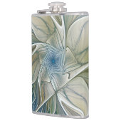 Bloemendroompatroon Abstract Blauw Khaki Fractal Heupfles (Links)