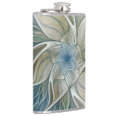 Bloemendroompatroon Abstract Blauw Khaki Fractal Heupfles (Rechts)