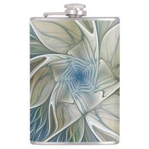 Bloemendroompatroon Abstract Blauw Khaki Fractal Heupfles