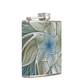 Bloemendroompatroon Abstract Blauw Khaki Fractal Heupfles (Rechts)
