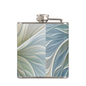 Bloemendroompatroon Abstract Blauw Khaki Fractal Heupfles (Achterkant)