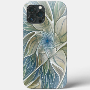 Bloemendroompatroon Abstract Blauw Khaki Fractal iPhone 13 Pro Max Hoesje