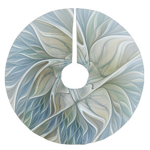 Bloemendroompatroon Abstract Blauw Khaki Fractal Kerstboom Rok