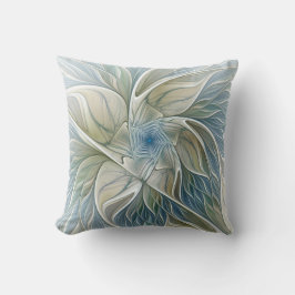 Bloemendroompatroon Abstract Blauw Khaki Fractal Kussen