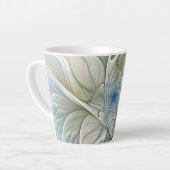 Bloemendroompatroon Abstract Blauw Khaki Fractal Latte Mok (Linkerhoek)