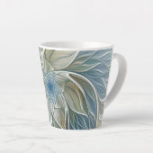 Bloemendroompatroon Abstract Blauw Khaki Fractal Latte Mok (Rechterhoek)