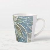 Bloemendroompatroon Abstract Blauw Khaki Fractal Latte Mok (Rechts)