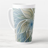 Bloemendroompatroon Abstract Blauw Khaki Fractal Latte Mok (Linkerhoek)