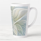 Bloemendroompatroon Abstract Blauw Khaki Fractal Latte Mok (Rechts)