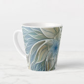 Bloemendroompatroon Abstract Blauw Khaki Fractal Latte Mok (Linkerhoek)