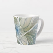 Bloemendroompatroon Abstract Blauw Khaki Fractal Latte Mok (Rechterhoek)