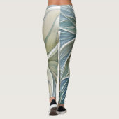 Bloemendroompatroon Abstract Blauw Khaki Fractal Leggings (Achterkant)