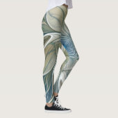 Bloemendroompatroon Abstract Blauw Khaki Fractal Leggings (Rechts)