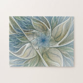 Bloemendroompatroon Abstract Blauw Khaki Fractal Legpuzzel (Horizontaal)