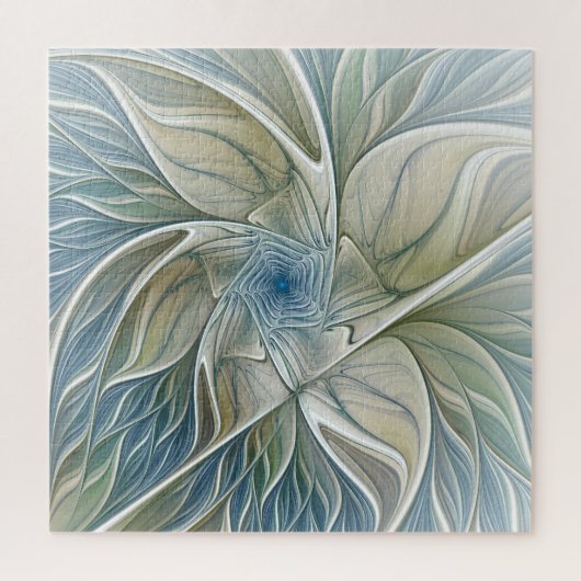 Bloemendroompatroon Abstract Blauw Khaki Fractal Legpuzzel (Verticaal)