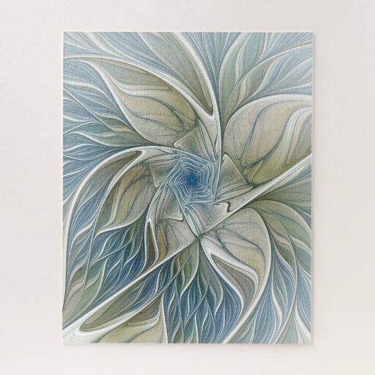 Bloemendroompatroon Abstract Blauw Khaki Fractal Legpuzzel (Verticaal)