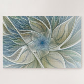 Bloemendroompatroon Abstract Blauw Khaki Fractal Legpuzzel (Horizontaal)