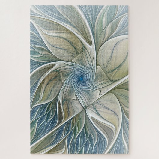 Bloemendroompatroon Abstract Blauw Khaki Fractal Legpuzzel (Verticaal)