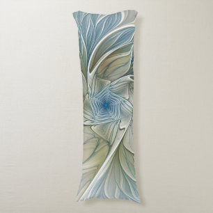 Bloemendroompatroon Abstract Blauw Khaki Fractal Lichaamskussen