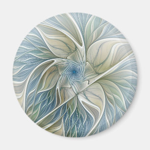Bloemendroompatroon Abstract Blauw Khaki Fractal Magneet