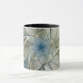 Bloemendroompatroon Abstract Blauw Khaki Fractal Mok (Midden)