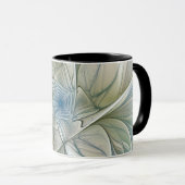 Bloemendroompatroon Abstract Blauw Khaki Fractal Mok (Voorkant rechts)
