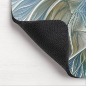 Bloemendroompatroon Abstract Blauw Khaki Fractal Muismat (Hoek)