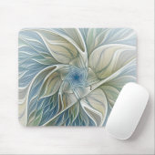 Bloemendroompatroon Abstract Blauw Khaki Fractal Muismat (Met muis)